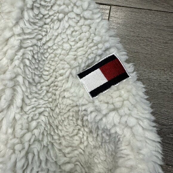 Tommy Hilfiger White Sherpa Teddy Zip Jacket Sz L Shacket - Picture 3 of 8